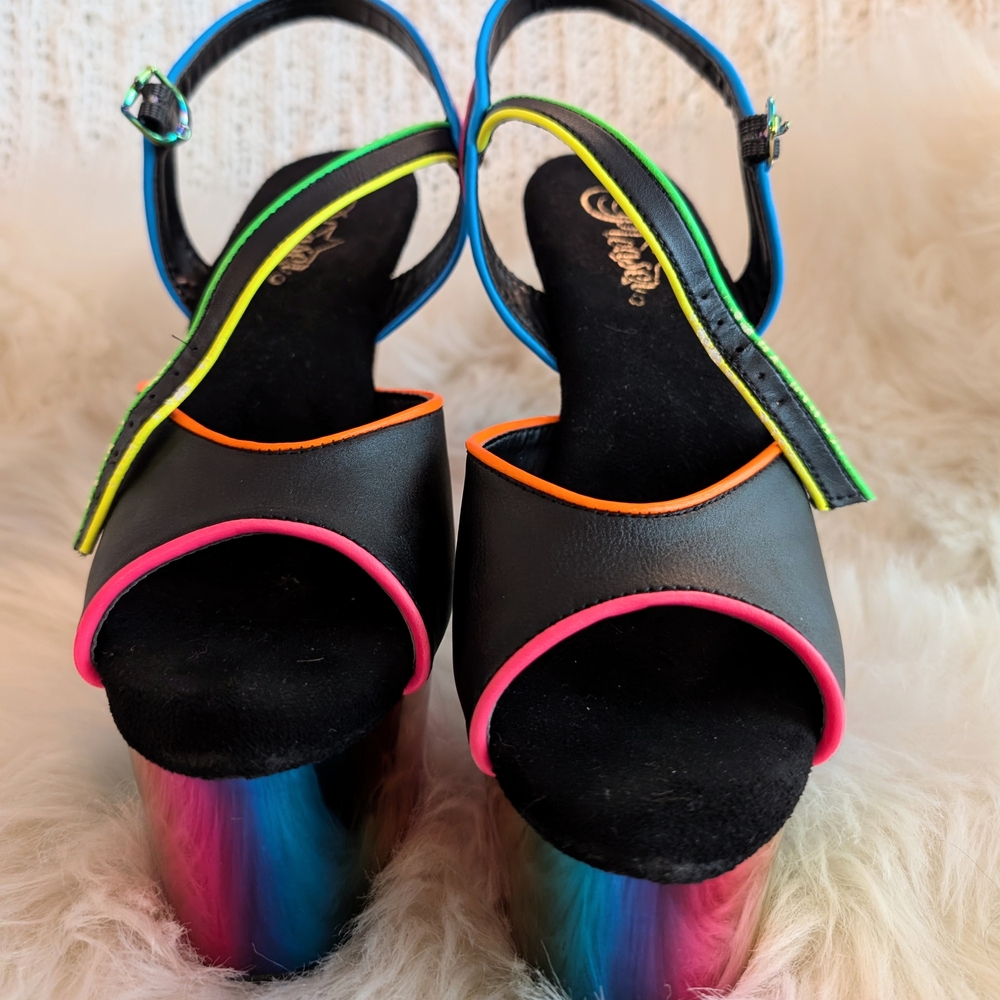 Pleaser Adore 709 Rainbow Chrome Heels - Picture 8 of 11